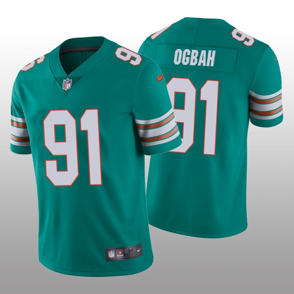 Miami Dolphins Emmanuel Ogbah Aqua Jersey Vapor Limited - Men's