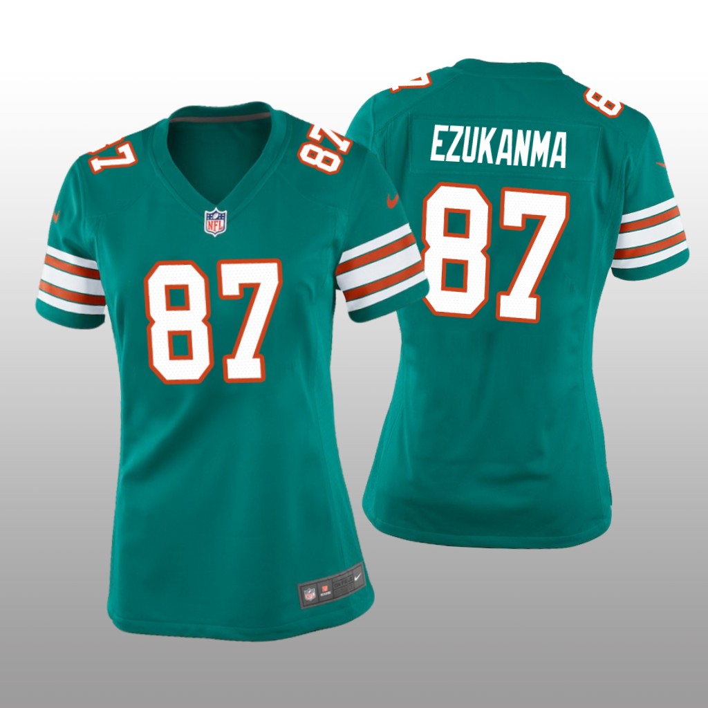 Miami Dolphins Erik Ezukanma Aqua Jersey Throwback Game - Women's
