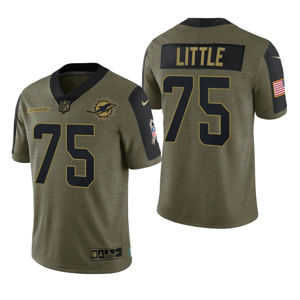Miami Dolphins Greg Little Olive Limited Jersey 2021 Salute To Service - Men's