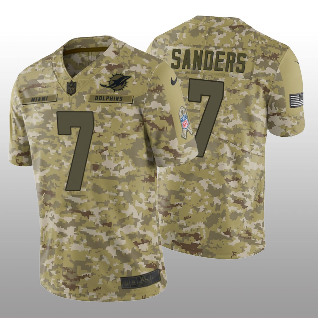Miami Dolphins Jason Sanders 7 Salute to Service Jersey Camo