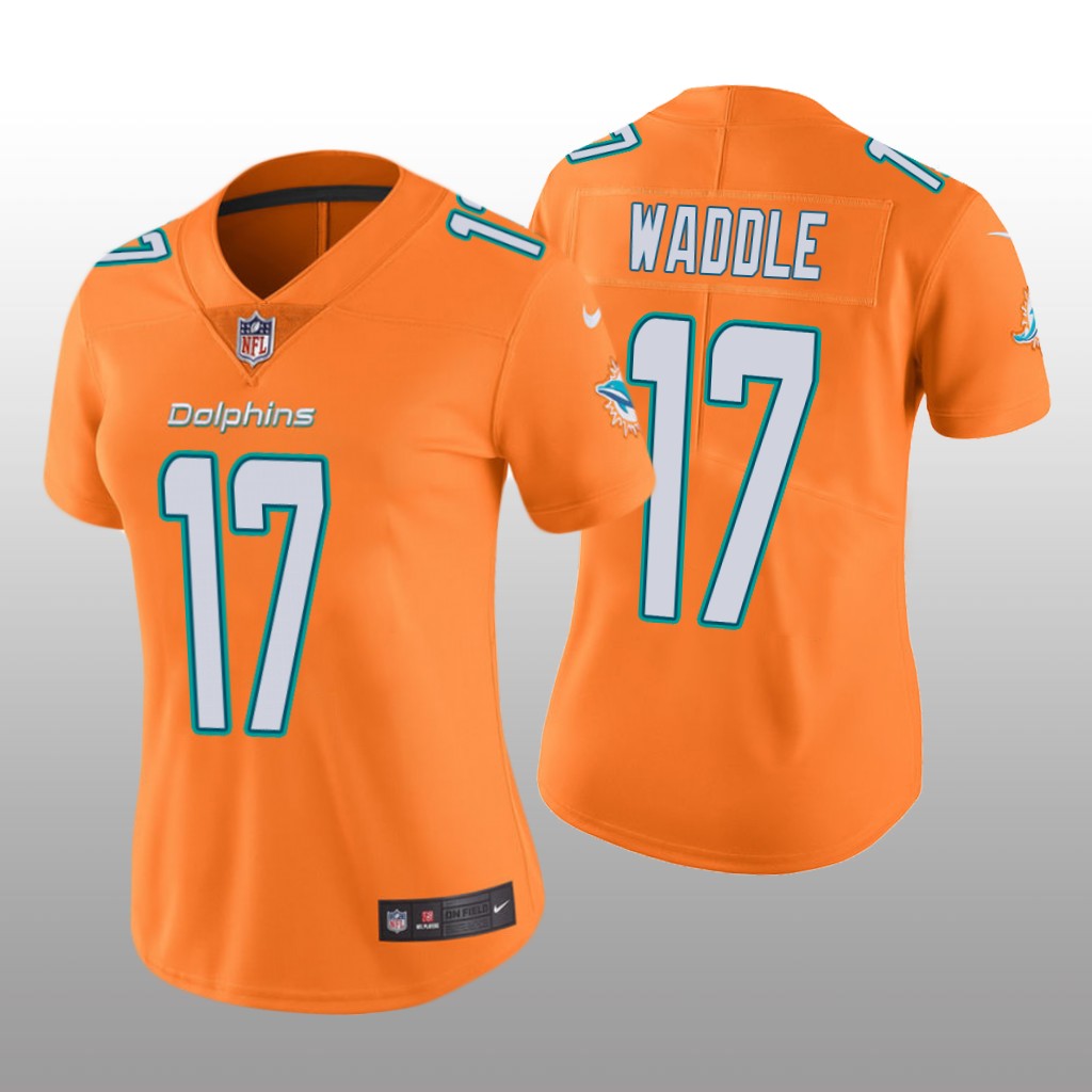 Miami Dolphins Jaylen Waddle Orange Jersey Color Rush Limited - Women's
