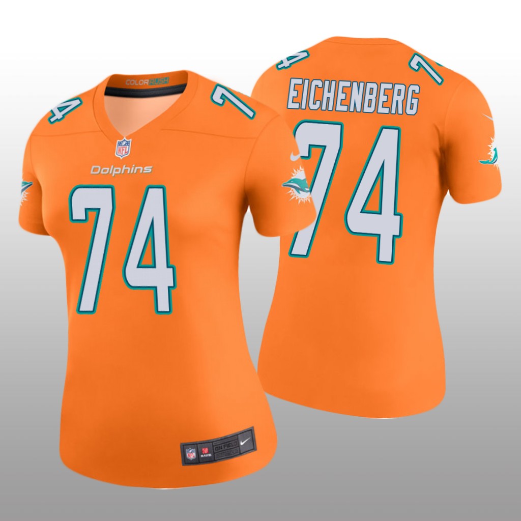 Miami Dolphins Liam Eichenberg Orange Jersey Color Rush Legend - Women's