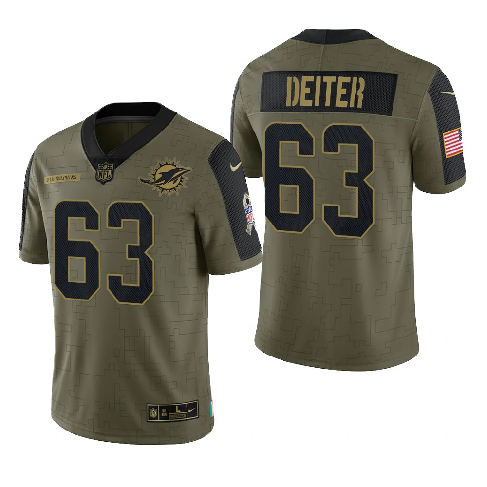 Miami Dolphins Michael Deiter Olive Limited Jersey 2021 Salute To Service - Men's