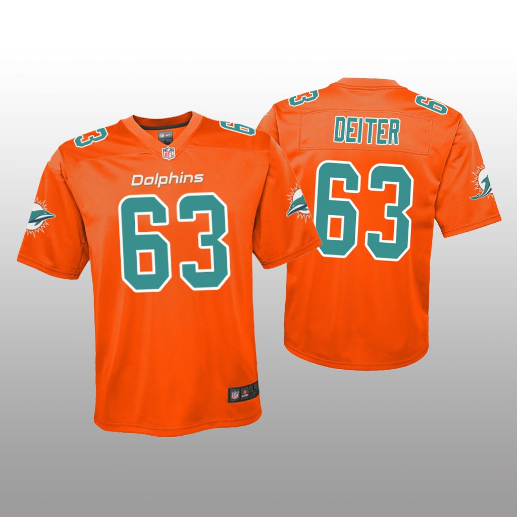 Miami Dolphins Michael Deiter Orange Jersey Inverted Game - Youth