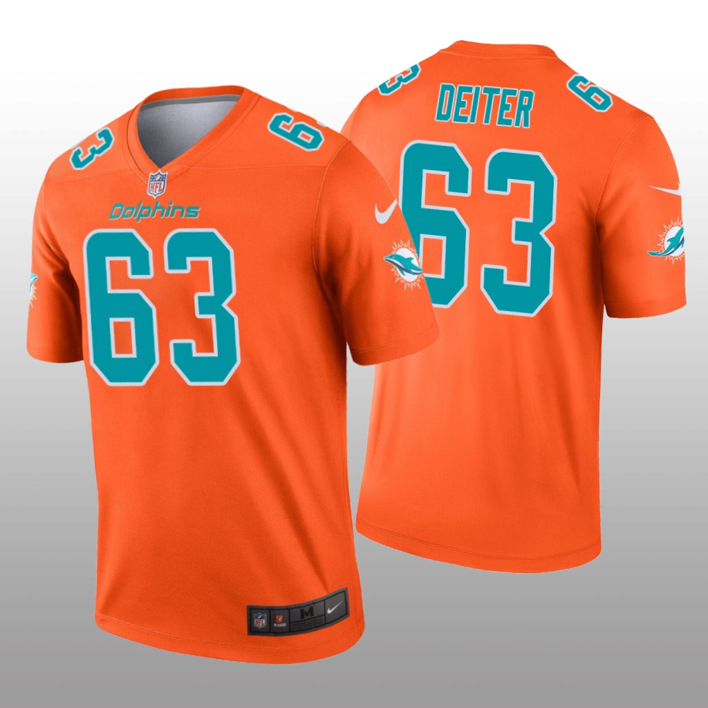 Miami Dolphins Michael Deiter Orange Jersey Inverted Legend - Men's