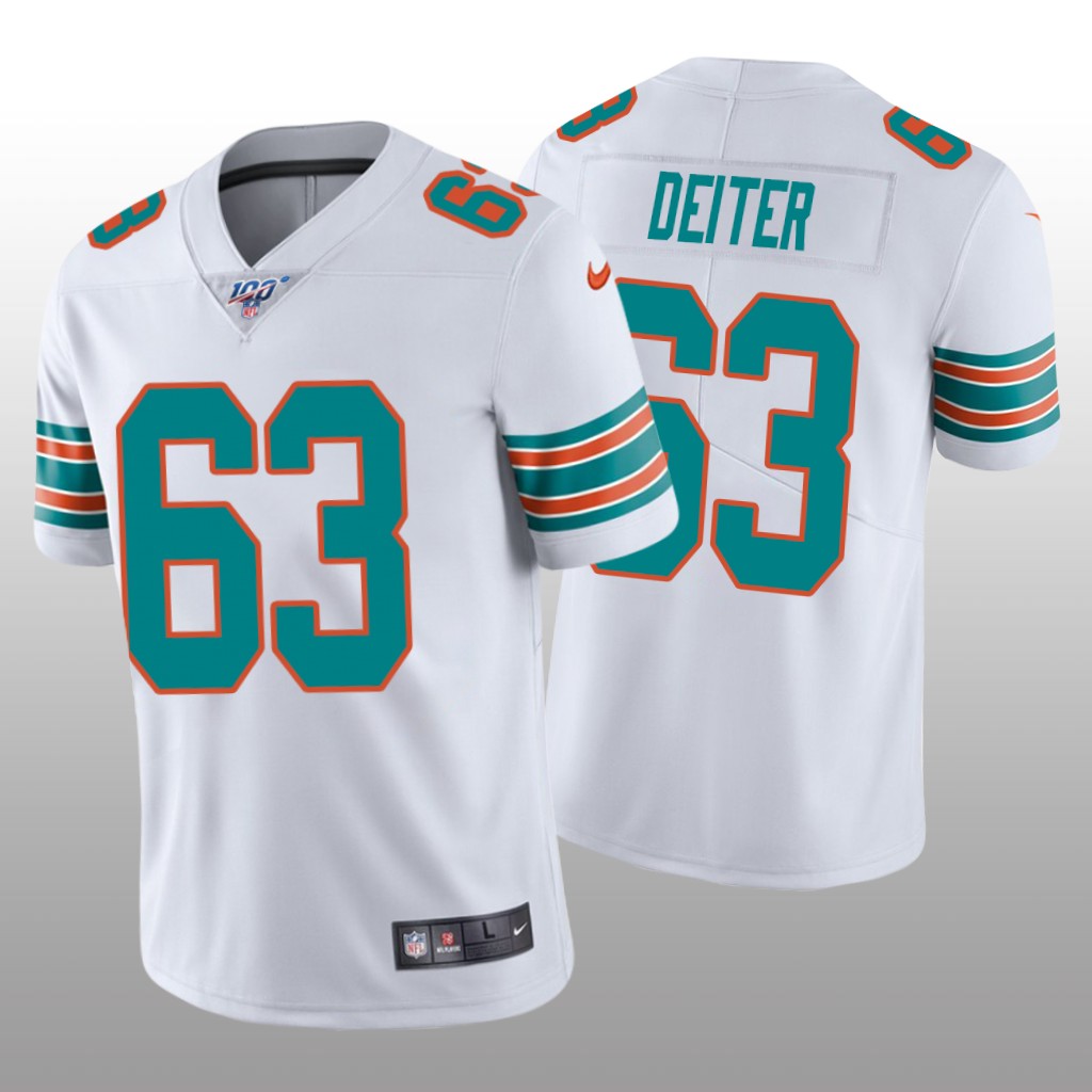 Miami Dolphins Michael Deiter White Vapor Limited Jersey 100th Season - Men's