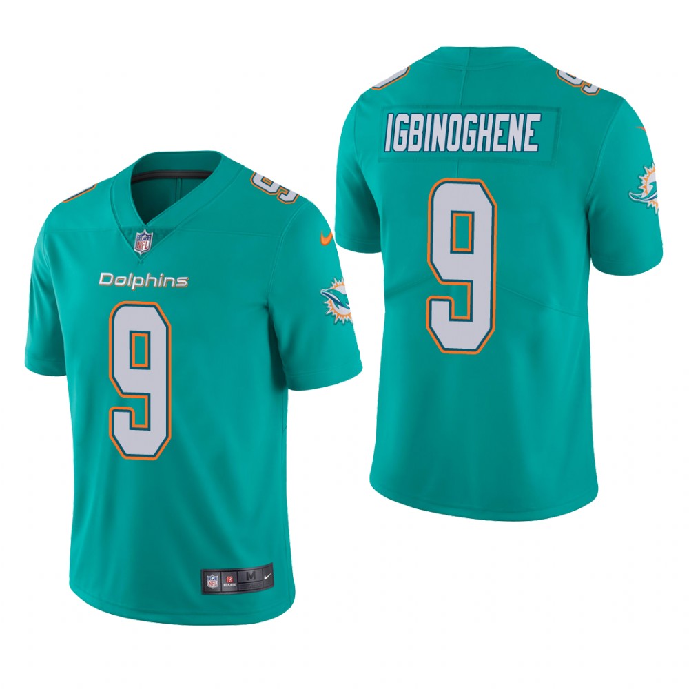 Miami Dolphins Noah Igbinoghene Aqua Jersey Vapor Limited - Men's