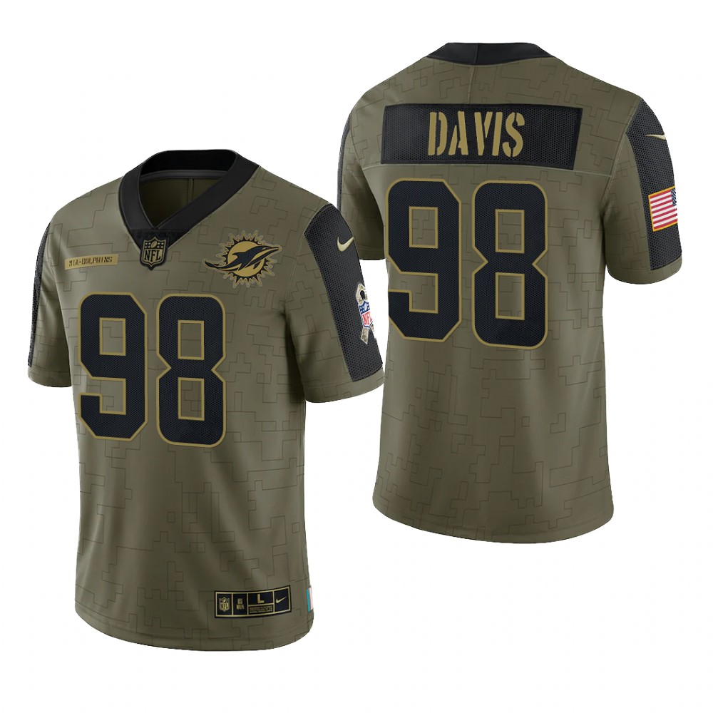 Miami Dolphins Raekwon Davis Olive Limited Jersey 2021 Salute To Service - Men's