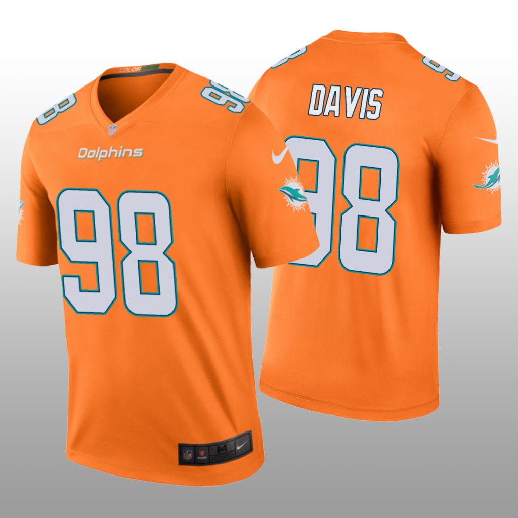 Miami Dolphins Raekwon Davis Orange Jersey Color Rush Legend - Men's