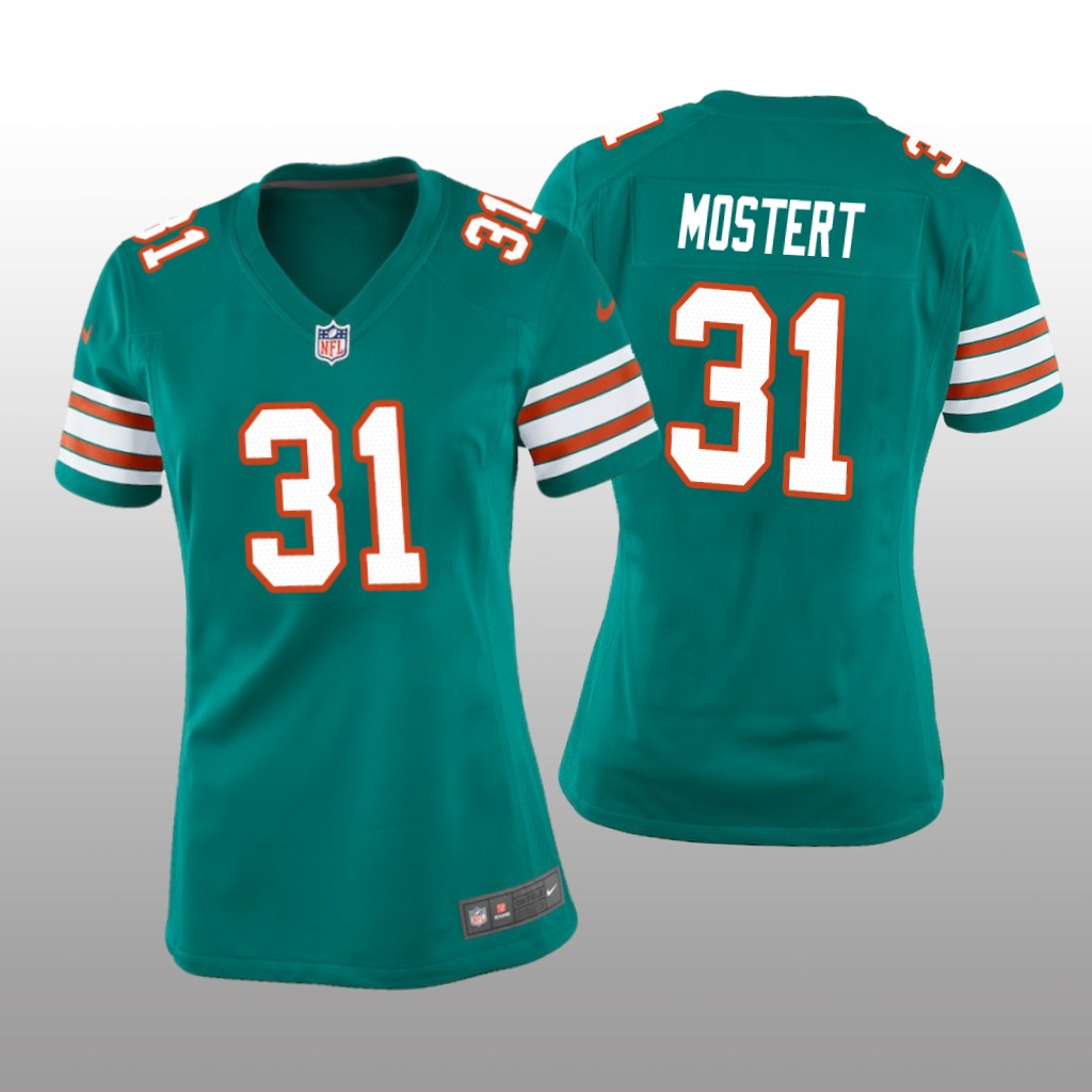 Miami Dolphins Raheem Mostert Aqua Jersey Throwback Game - Women's