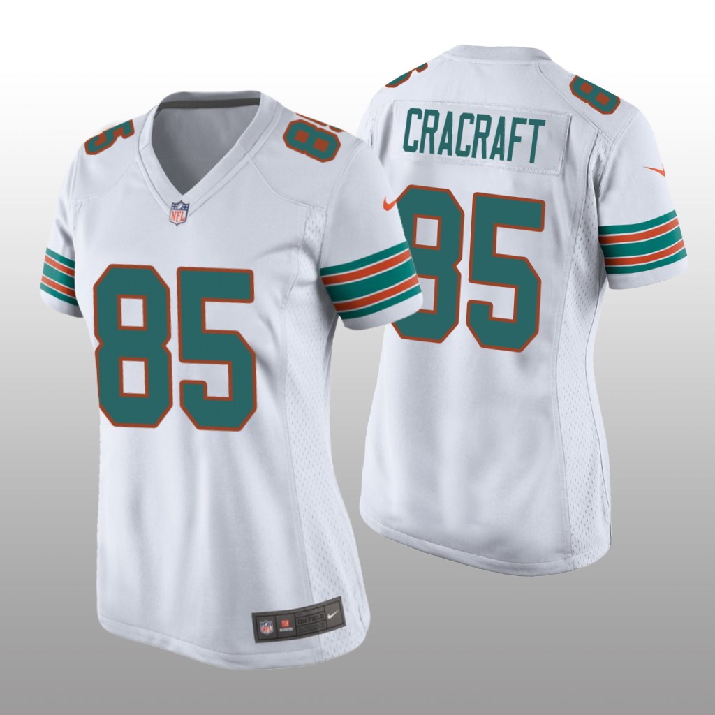 Miami Dolphins River Cracraft White Jersey Throwback Game - Women's