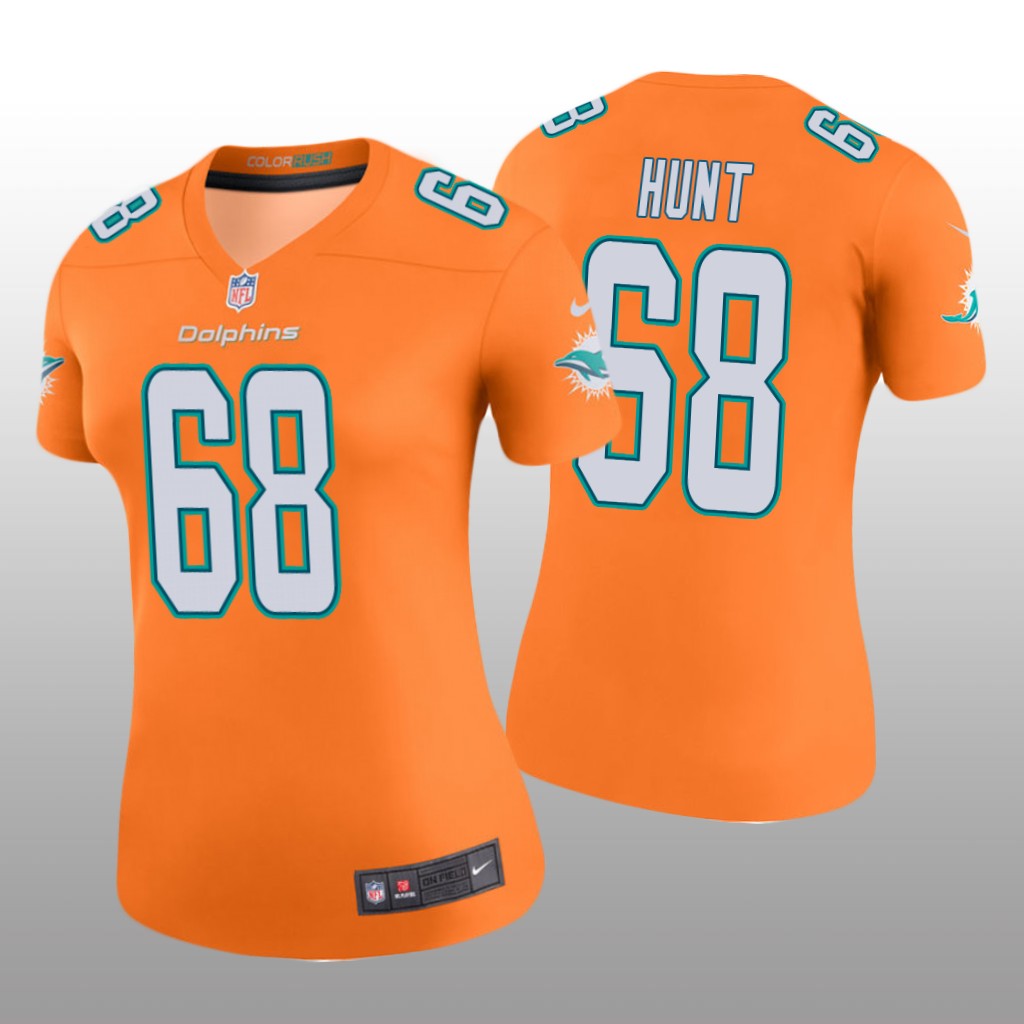 Miami Dolphins Robert Hunt Orange Jersey Color Rush Legend - Women's