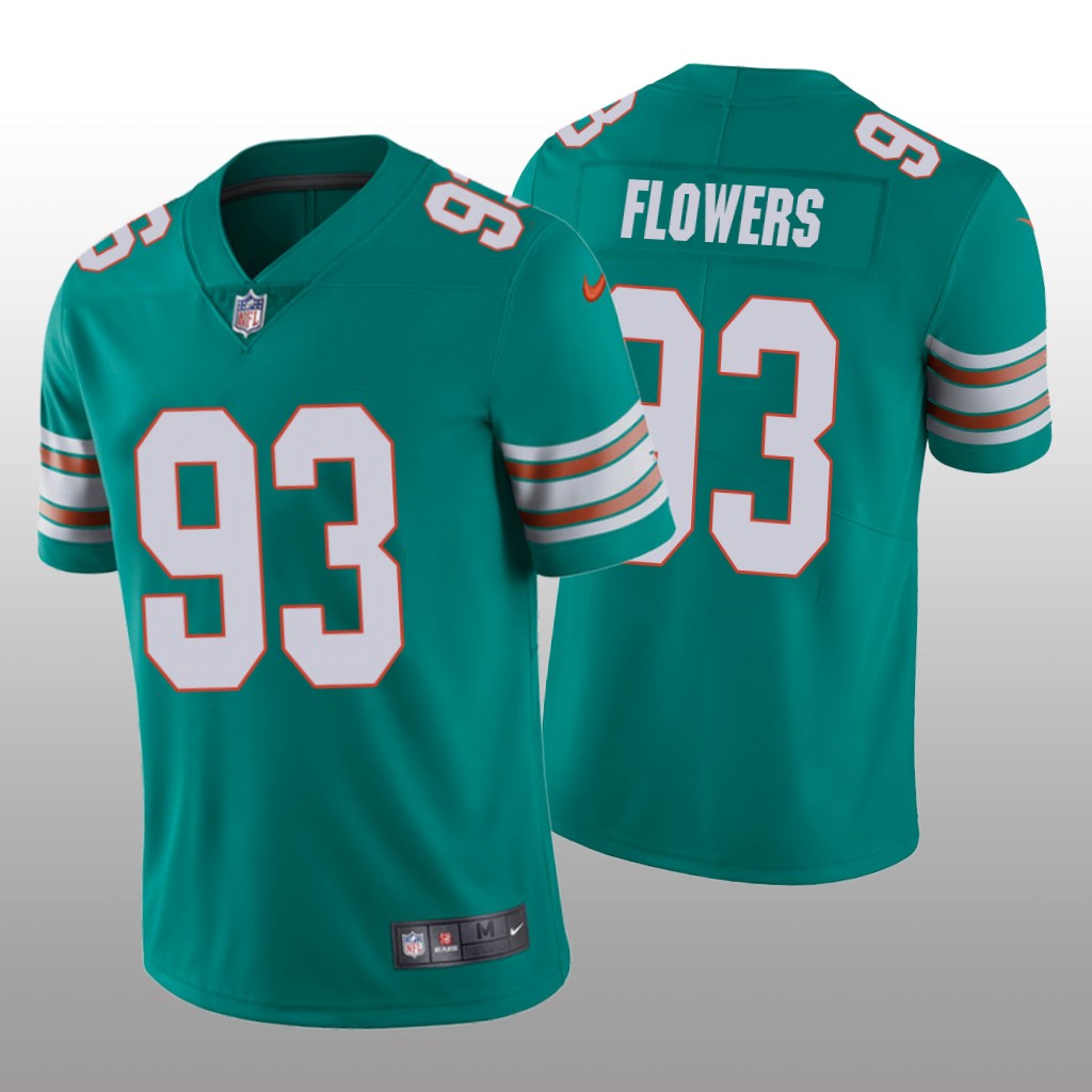 Miami Dolphins Trey Flowers Aqua Jersey Alternate Vapor Limited - Men's