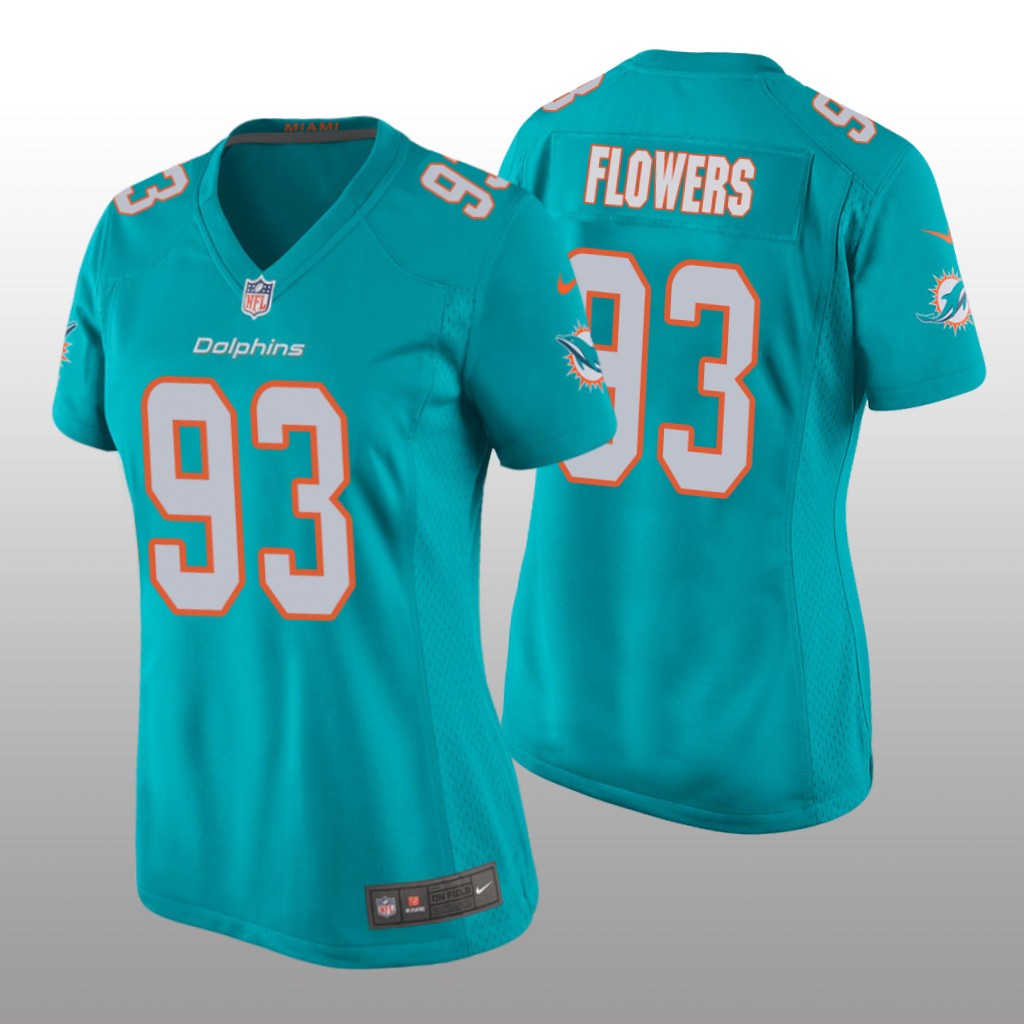 Miami Dolphins Trey Flowers Aqua Jersey Game - Women's