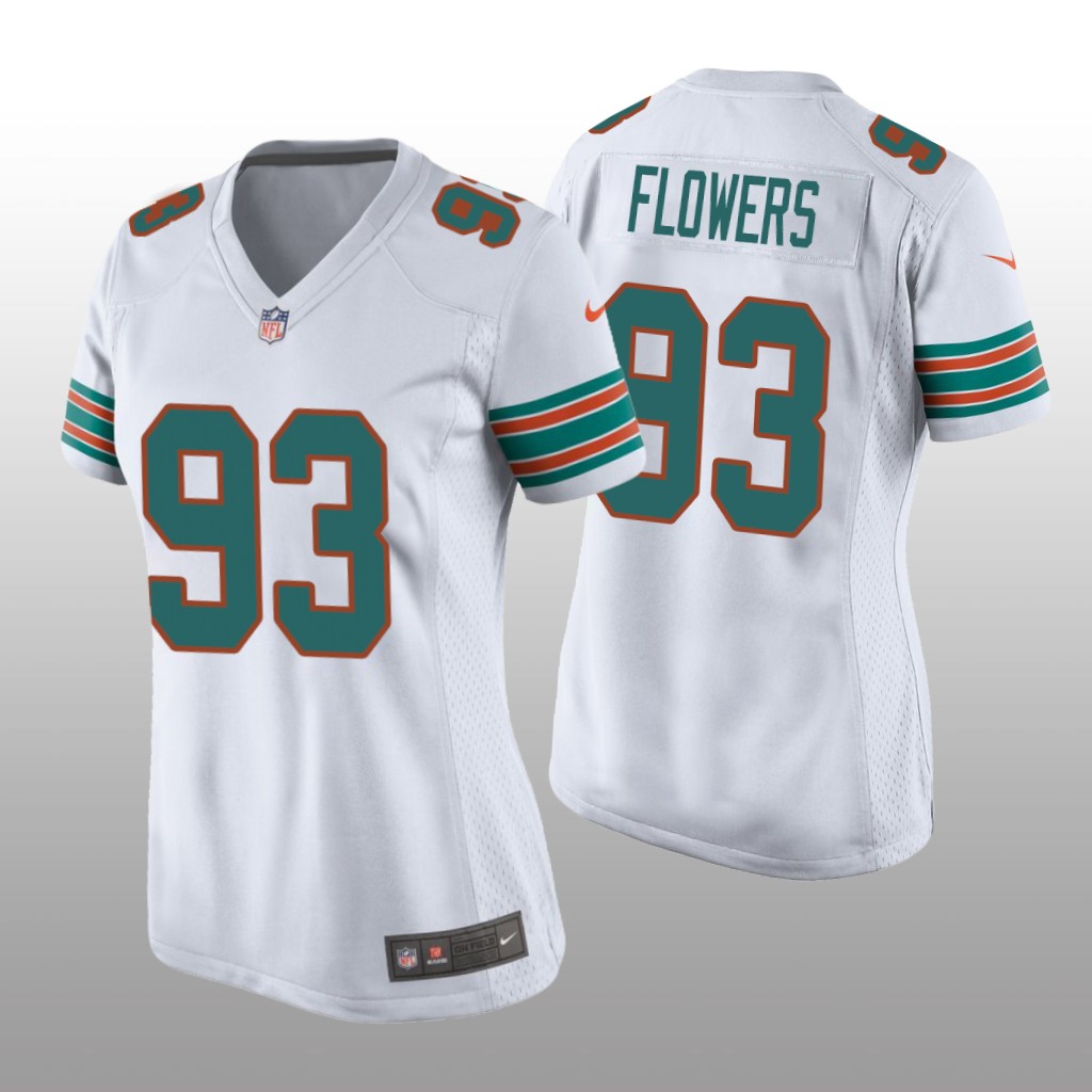 Miami Dolphins Trey Flowers White Jersey Throwback Game - Women's