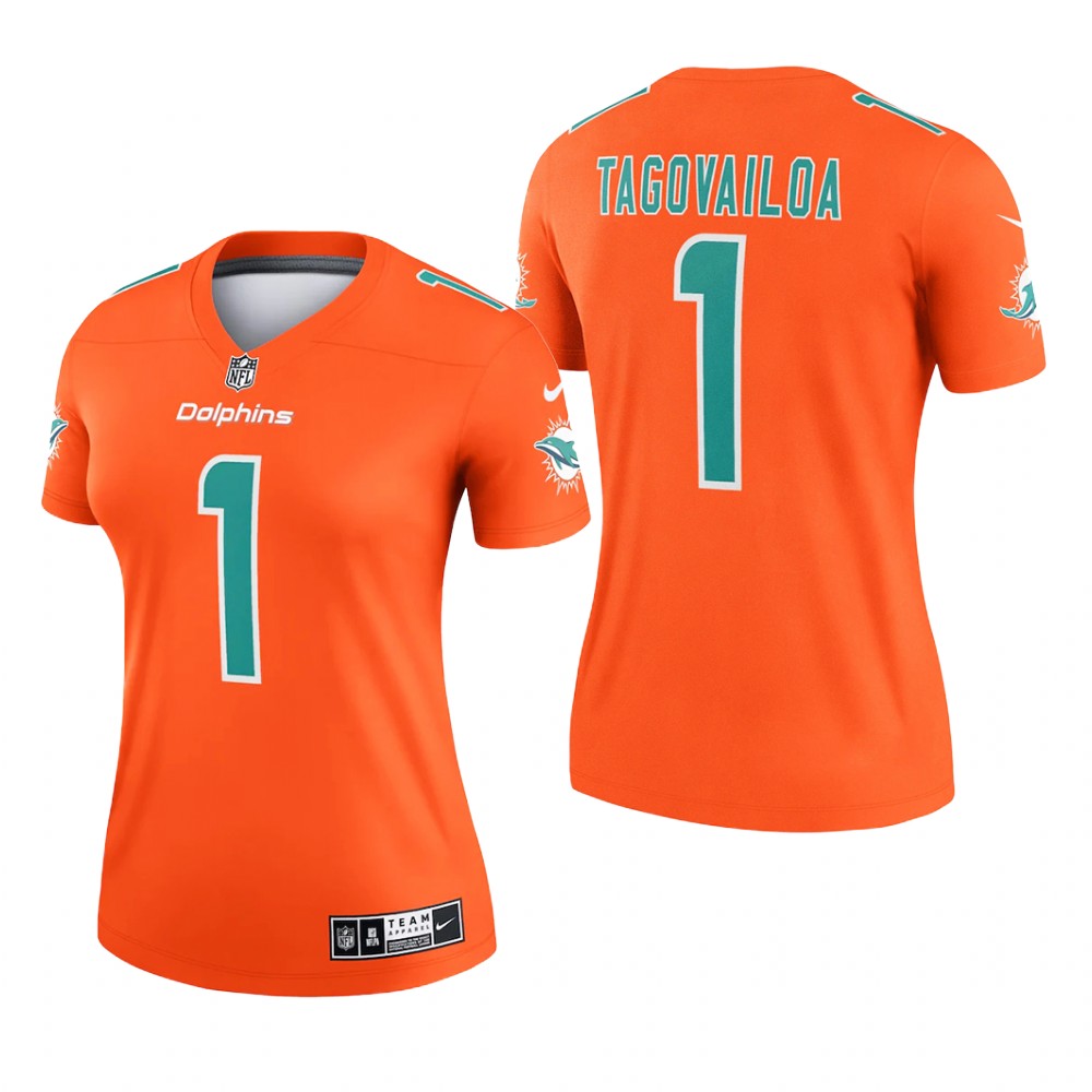 Miami Dolphins Tua Tagovailoa Orange Jersey Inverted Legend - Women's