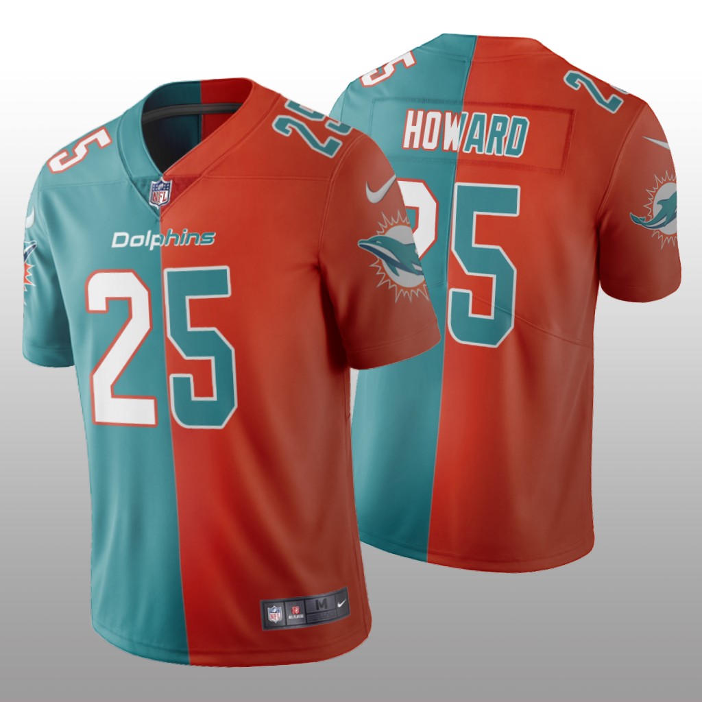 Miami Dolphins Xavien Howard Aqua Orange Vapor Limited Split Jersey Two Tone - Men's