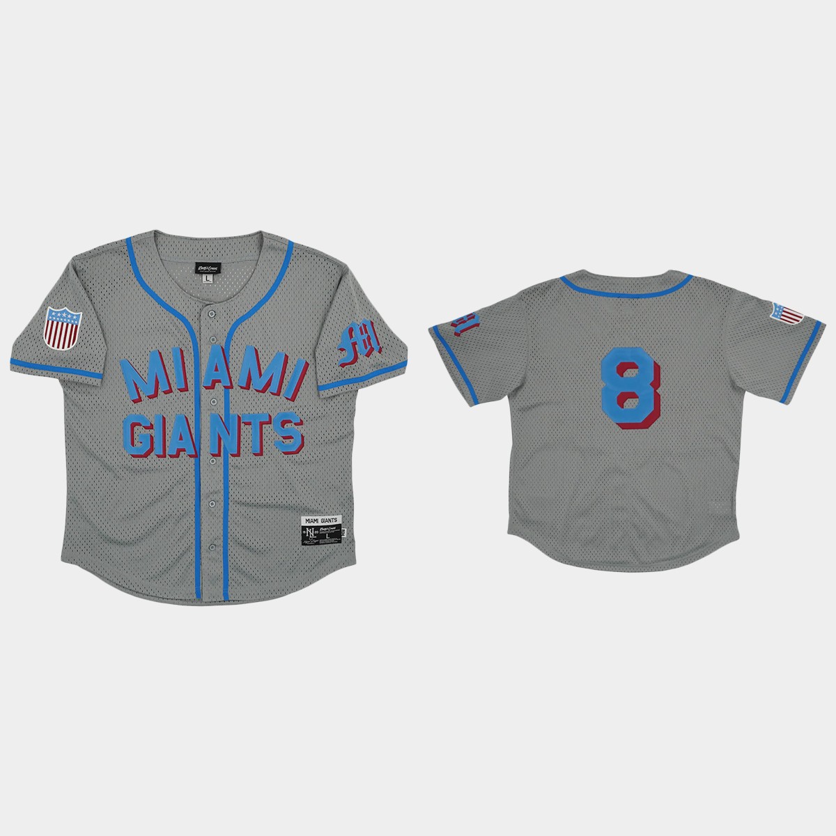 Miami Giants #8 Rings And Crwns Mesh Jersey - Gray