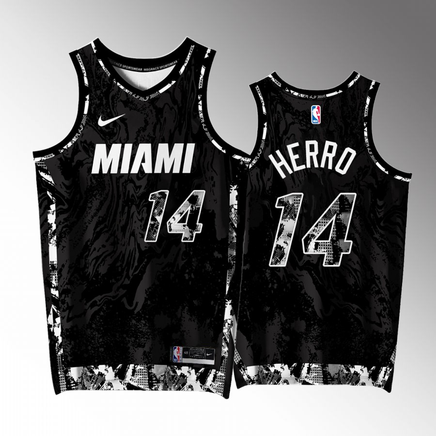 Miami Heat #14 Tyler Herro FTX Arena Black Jersey Exclusive Edition