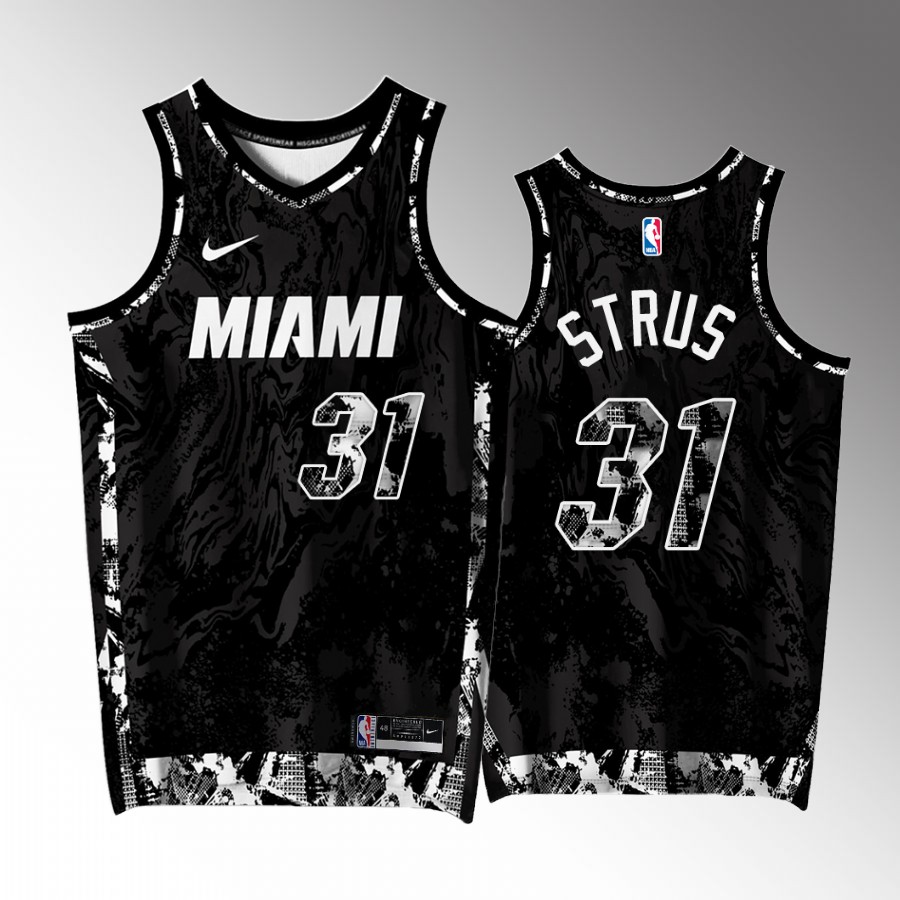 Miami Heat #31 Max Strus FTX Arena Black Jersey Exclusive Edition