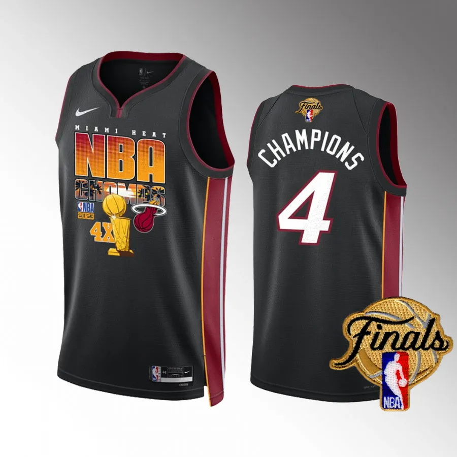 Miami Heat 4X Finals Champions 2023 Black #4 Swingman Jersey Men
