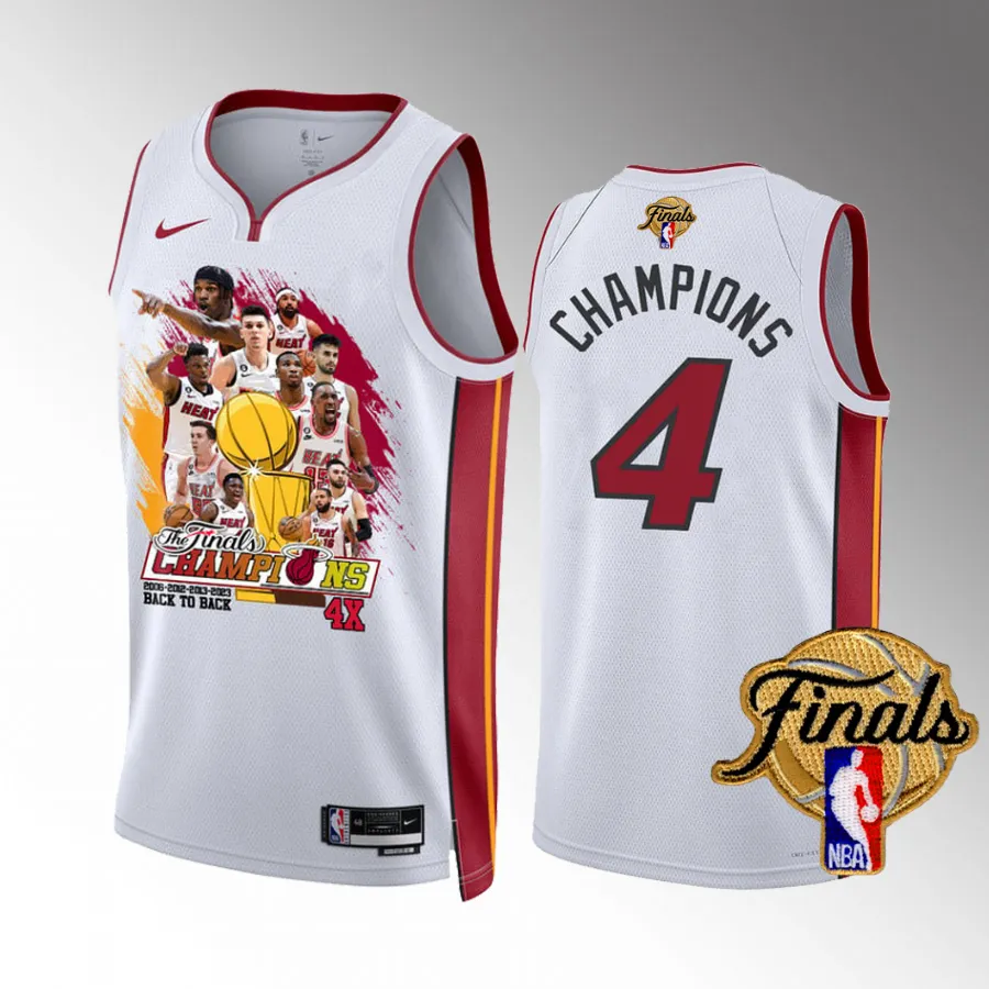 Miami Heat 4X NBA Finals Champions White #4 Swingman Jersey Men