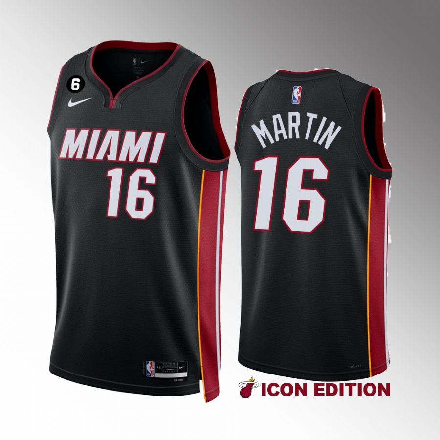 Miami Heat Caleb Martin 2022-23 Icon Edition Black #16 Jersey NO.6 Patch