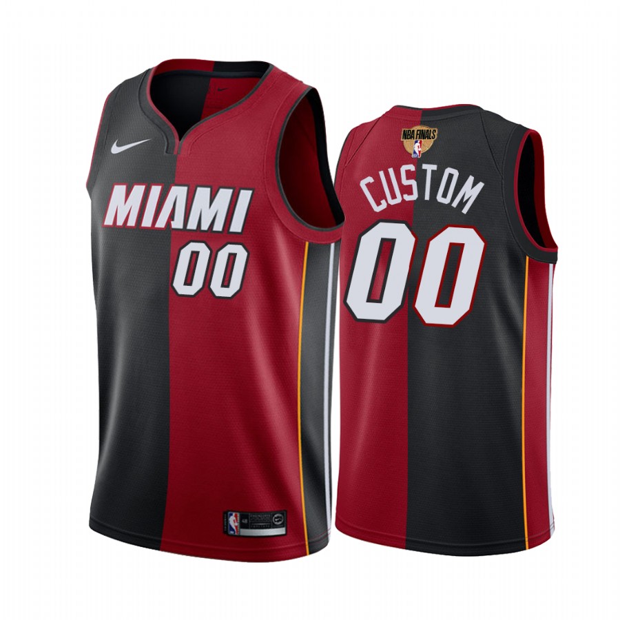 Miami Heat Custom 2020 NBA Finals Bound Red Black Jersey Split Special Edition