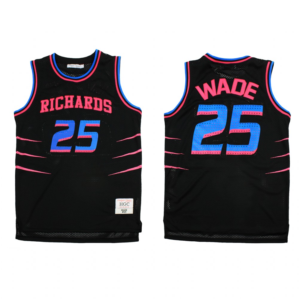 Miami Heat Dwayne Wade Black Alternate Richards High School  Jersey