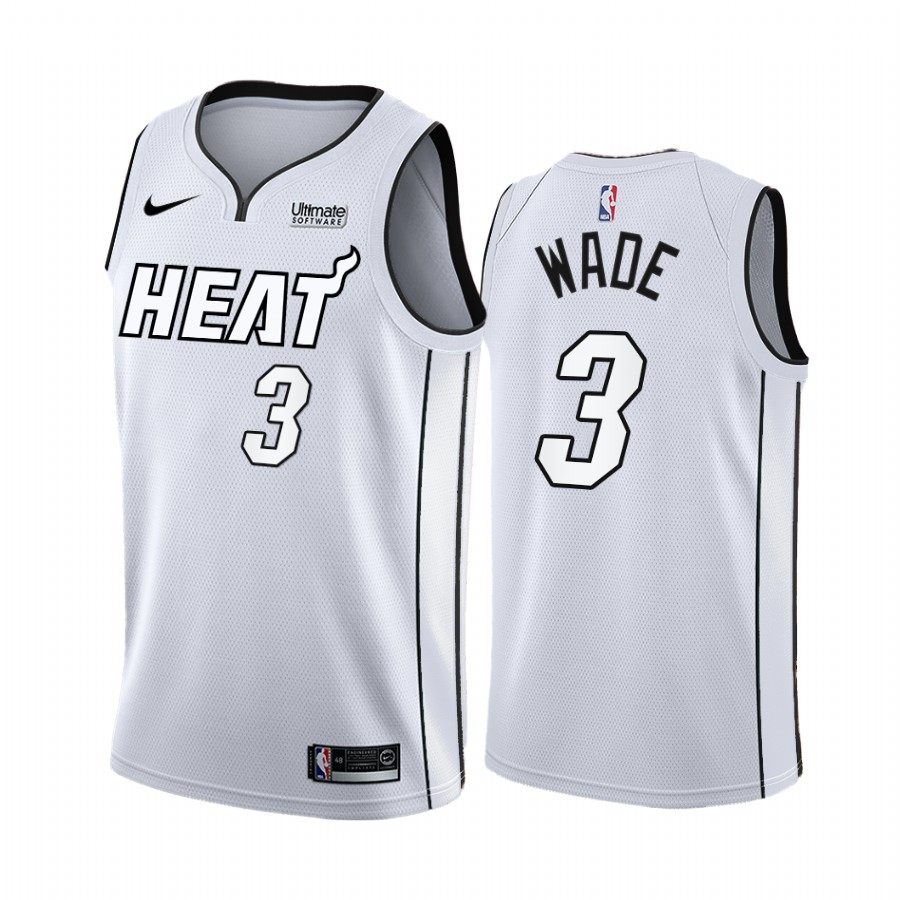 Miami Heat Dwyane Wade White Hot 2022 NBA Playoffs #3 Jersey