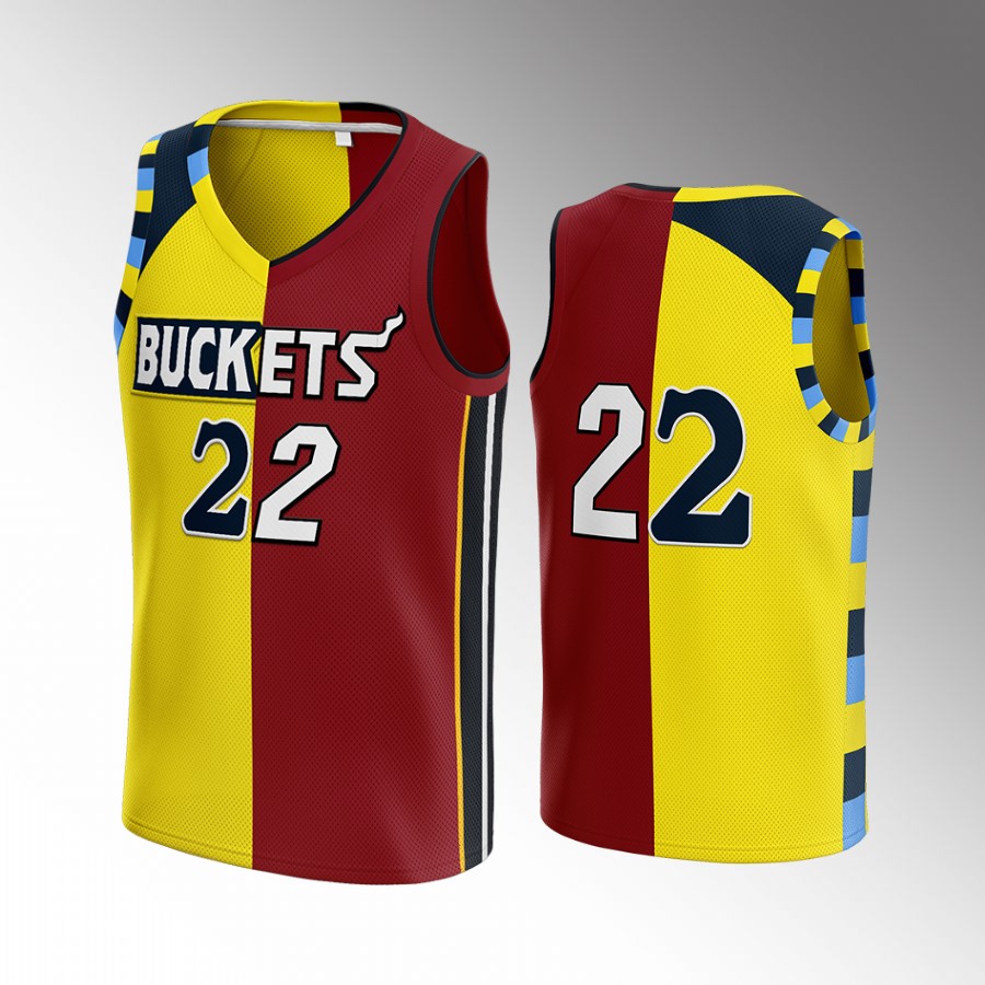 Miami Heat Jimmy Butler Mashup Marquette Jersey 22 Jimmy Buckets Red Yellow