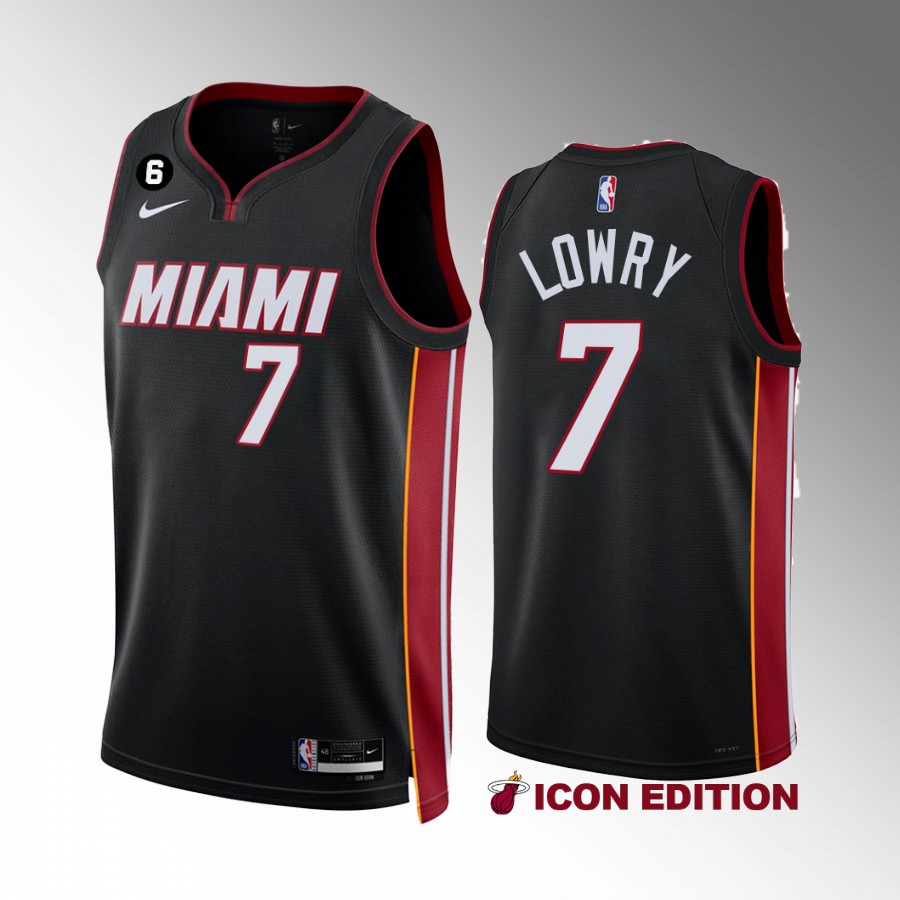 Miami Heat Kyle Lowry 2022-23 Icon Edition Black #7 Jersey NO.6 Patch