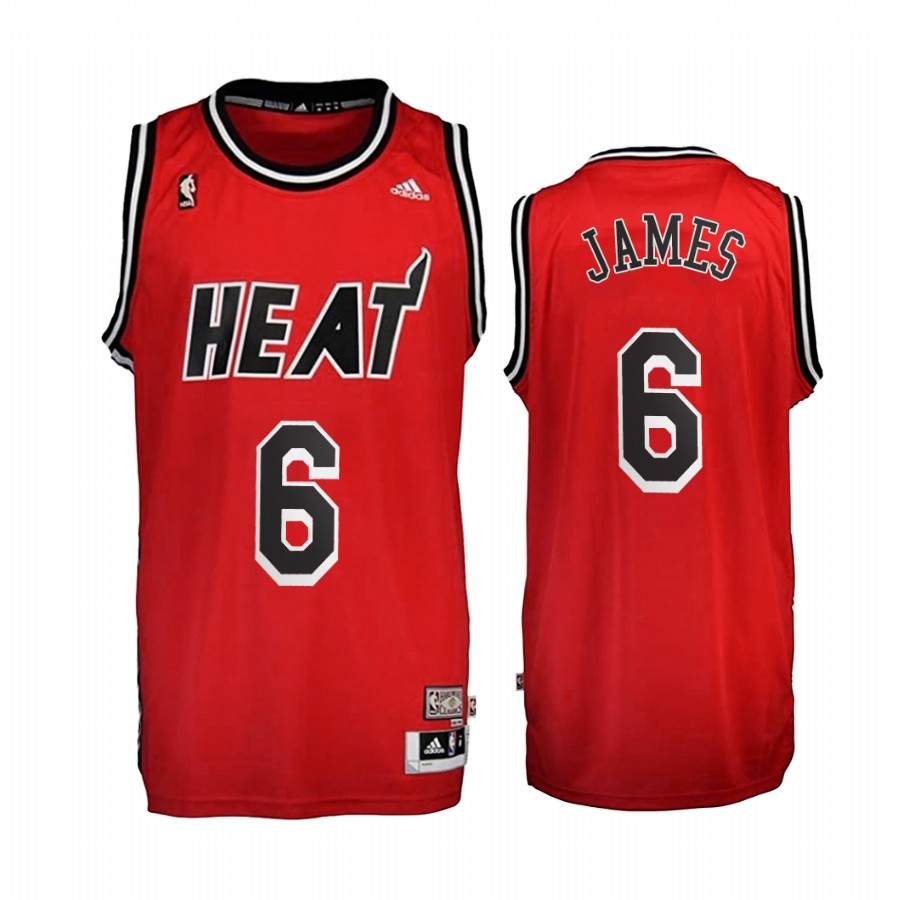 Miami Heat LeBron James #6 Red Hardwood Classics 2010-14 Jersey