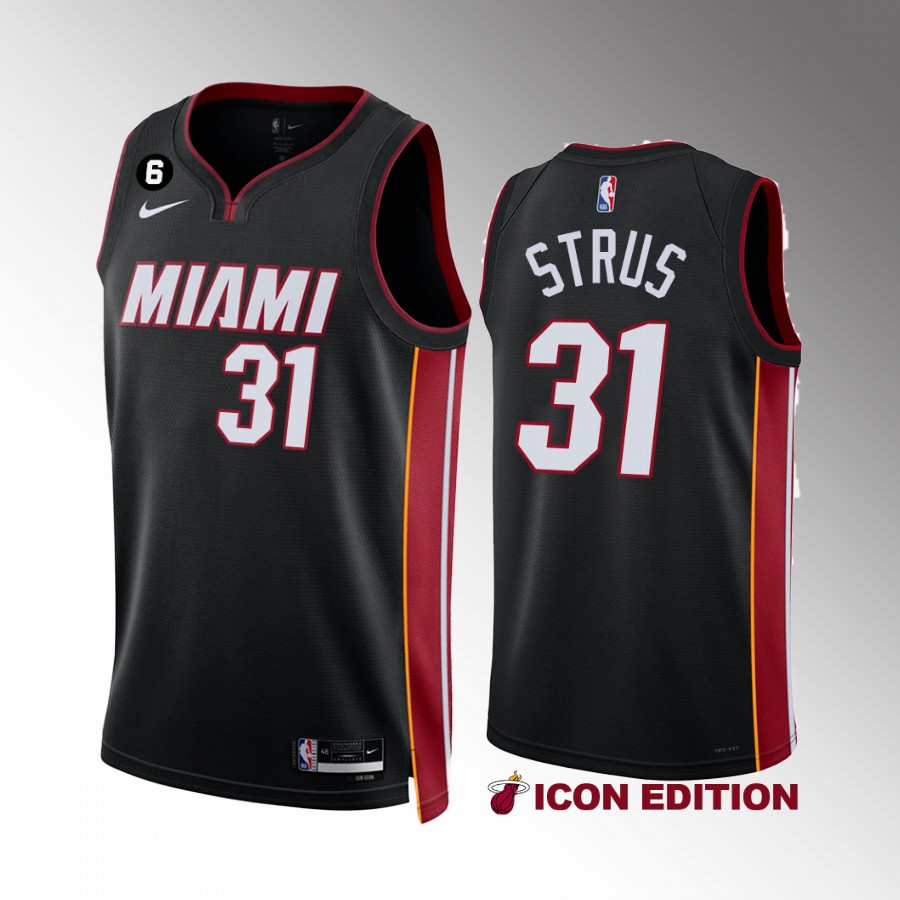 Miami Heat Max Strus 2022-23 Icon Edition Black #31 Jersey NO.6 Patch