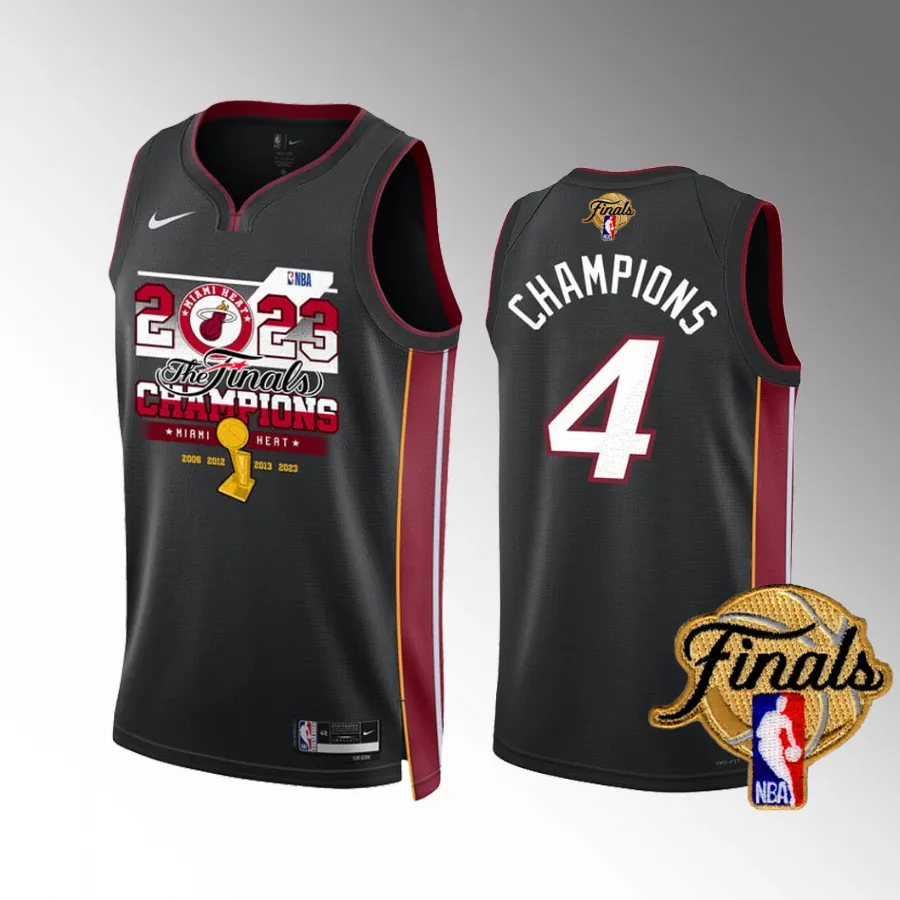 Miami Heat NBA Final Champions 2023 Black #4 Swingman Jersey Men