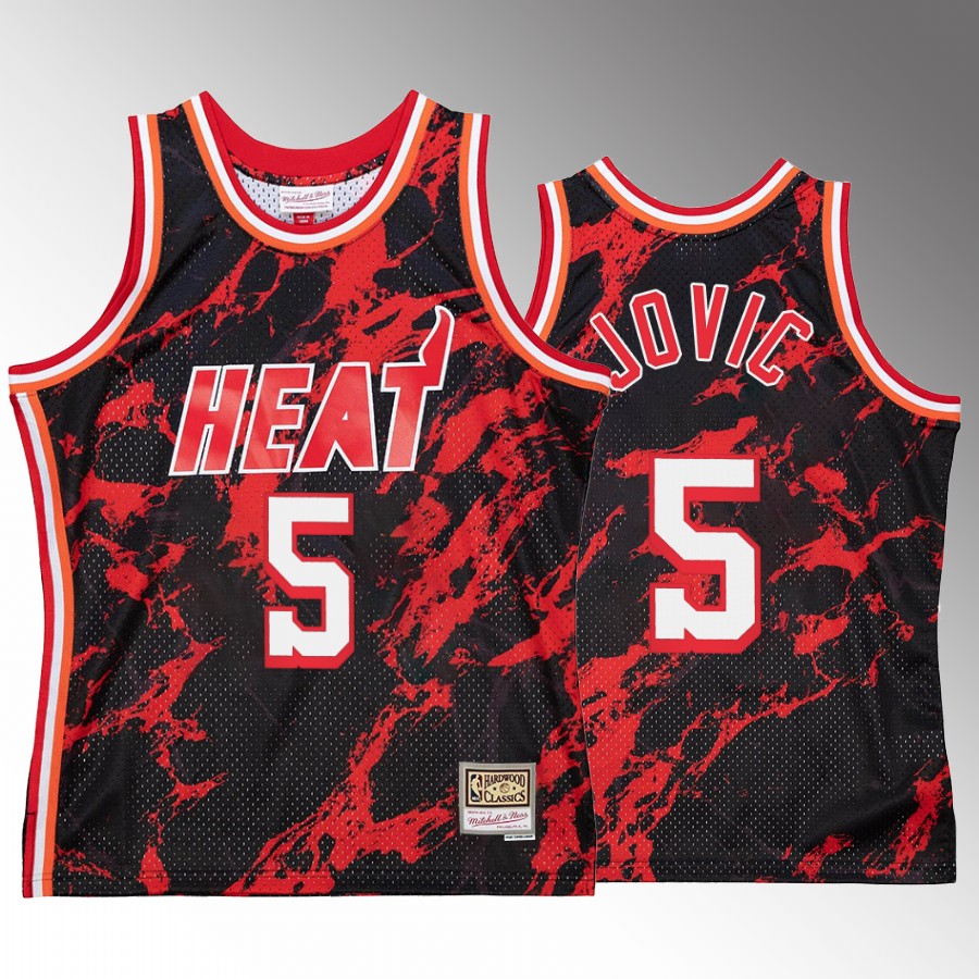 Miami Heat Nikola Jovic Marble Swingman #5 Red Hardwood Classics Jersey