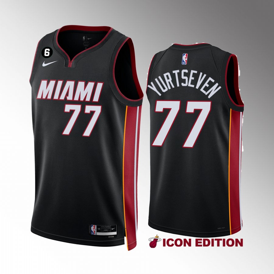 Miami Heat Omer Yurtseven 2022-23 Icon Edition Black #77 Jersey NO.6 Patch