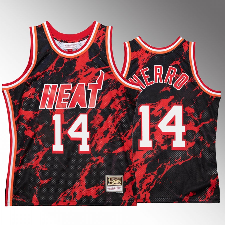 Miami Heat Tyler Herro Marble Swingman #14 Red Hardwood Classics Jersey