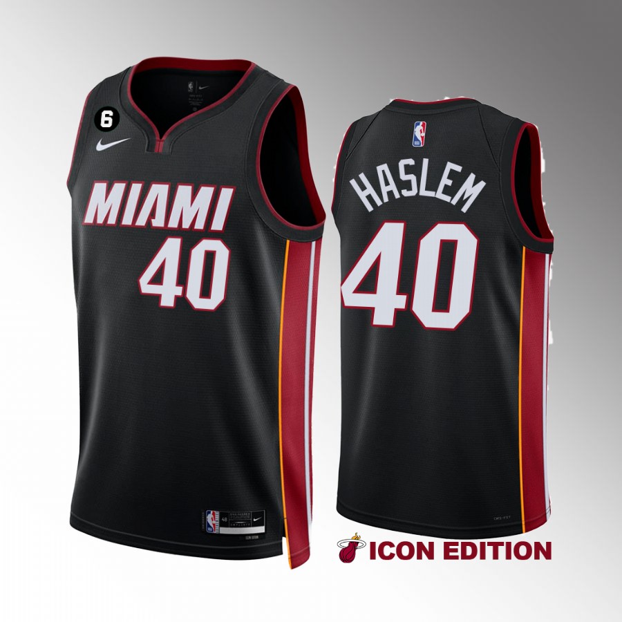 Miami Heat Udonis Haslem 2022-23 Icon Edition Black #40 Jersey NO.6 Patch