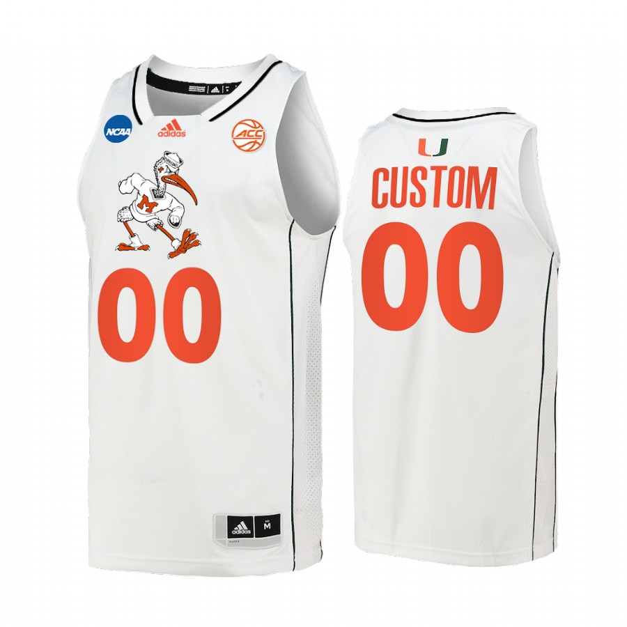Miami Hurricanes Custom 2022 NCAA March Madness #00 Jersey White