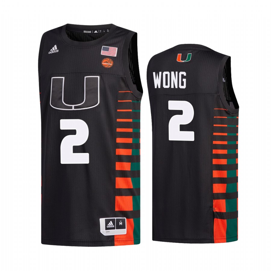 Miami Hurricanes Isaiah Wong Jersey 2022 College  Black Uniform