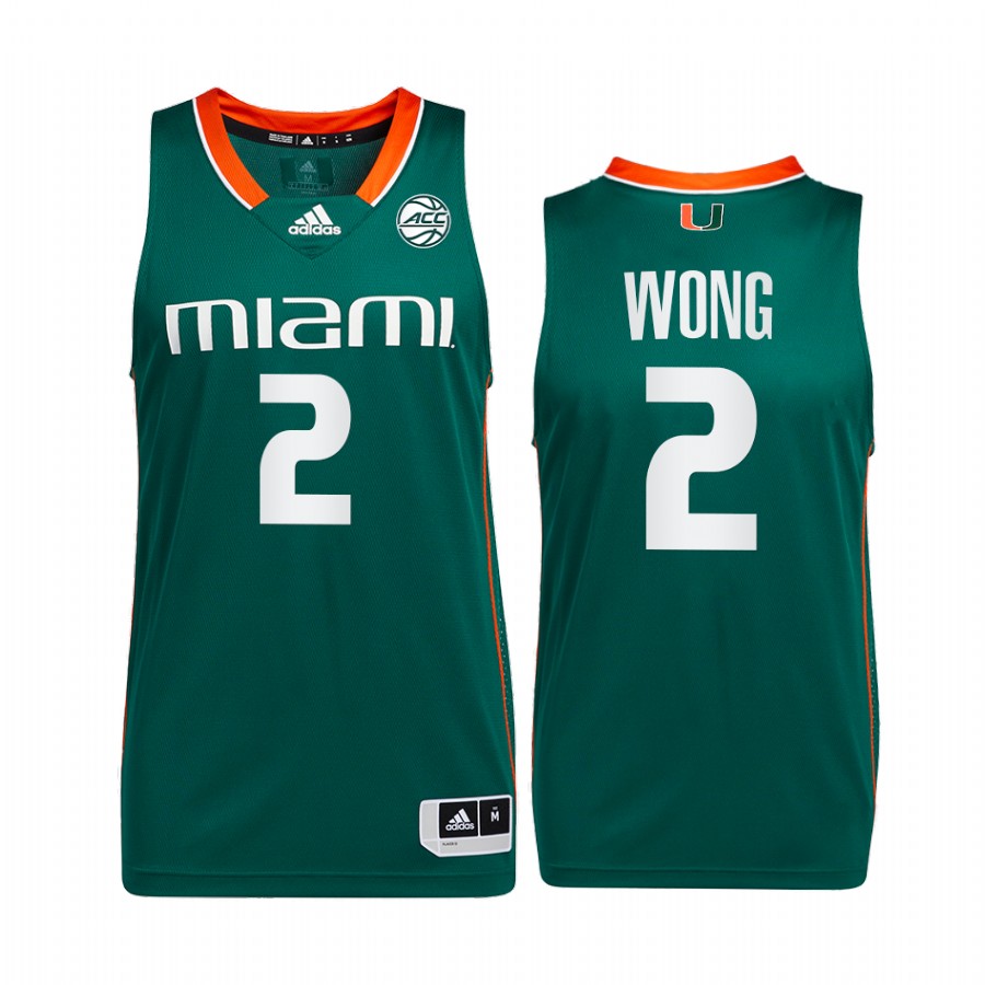 Miami Hurricanes Isaiah Wong Jersey 2022 College  Green Uniform