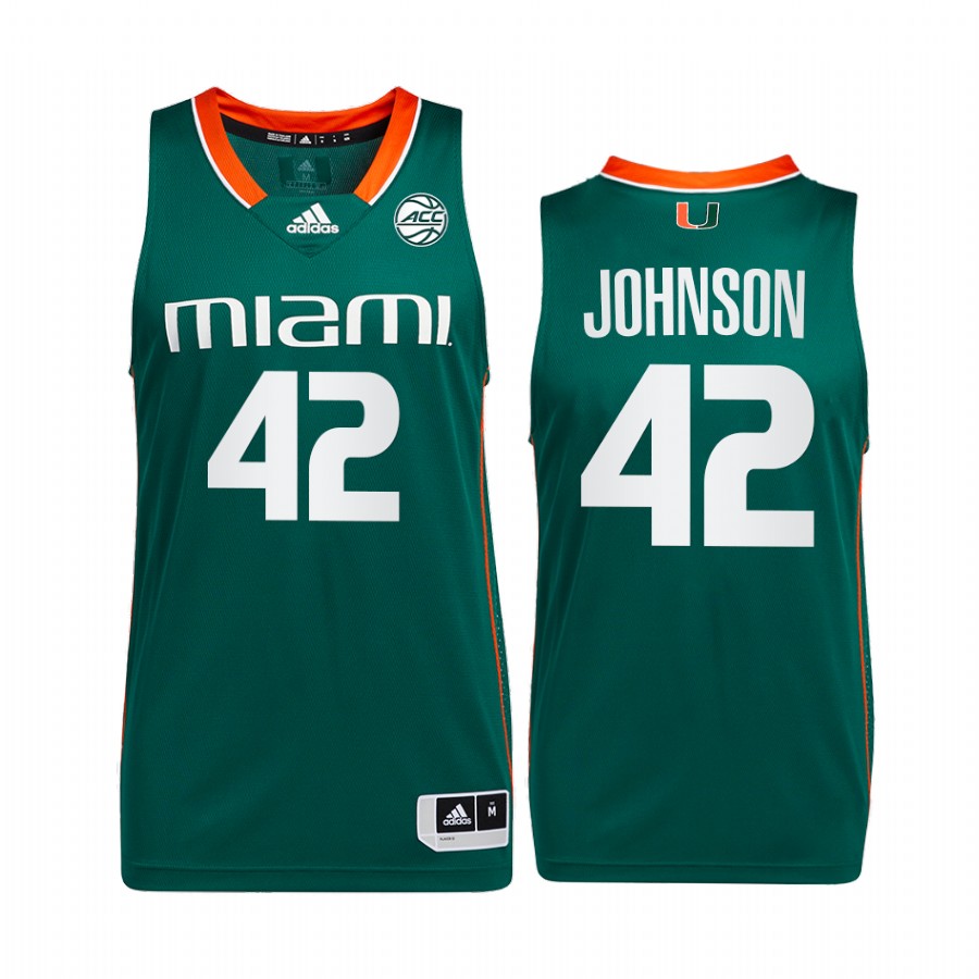 Miami Hurricanes Reggie Johnson Jersey College  Green Alumni Uniform