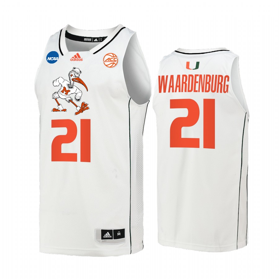 Miami Hurricanes Sam Waardenburg 2022 NCAA March Madness #21 Jersey White