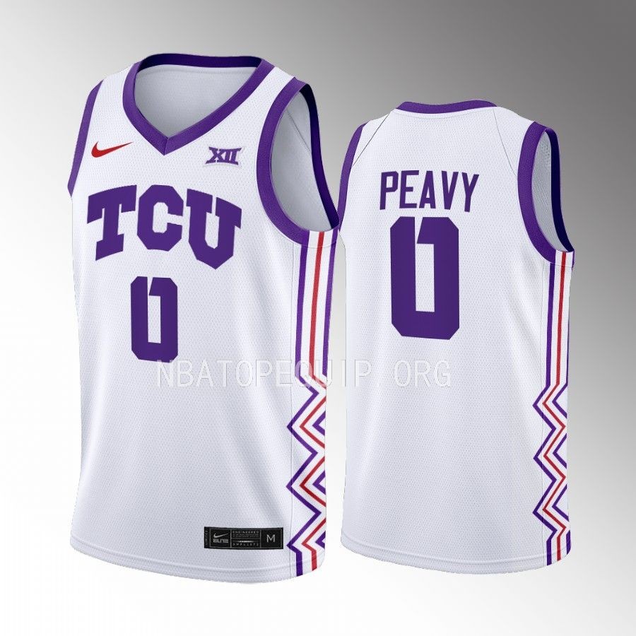 Micah Peavy TCU Horned Frogs White Jersey 2022-23 Home