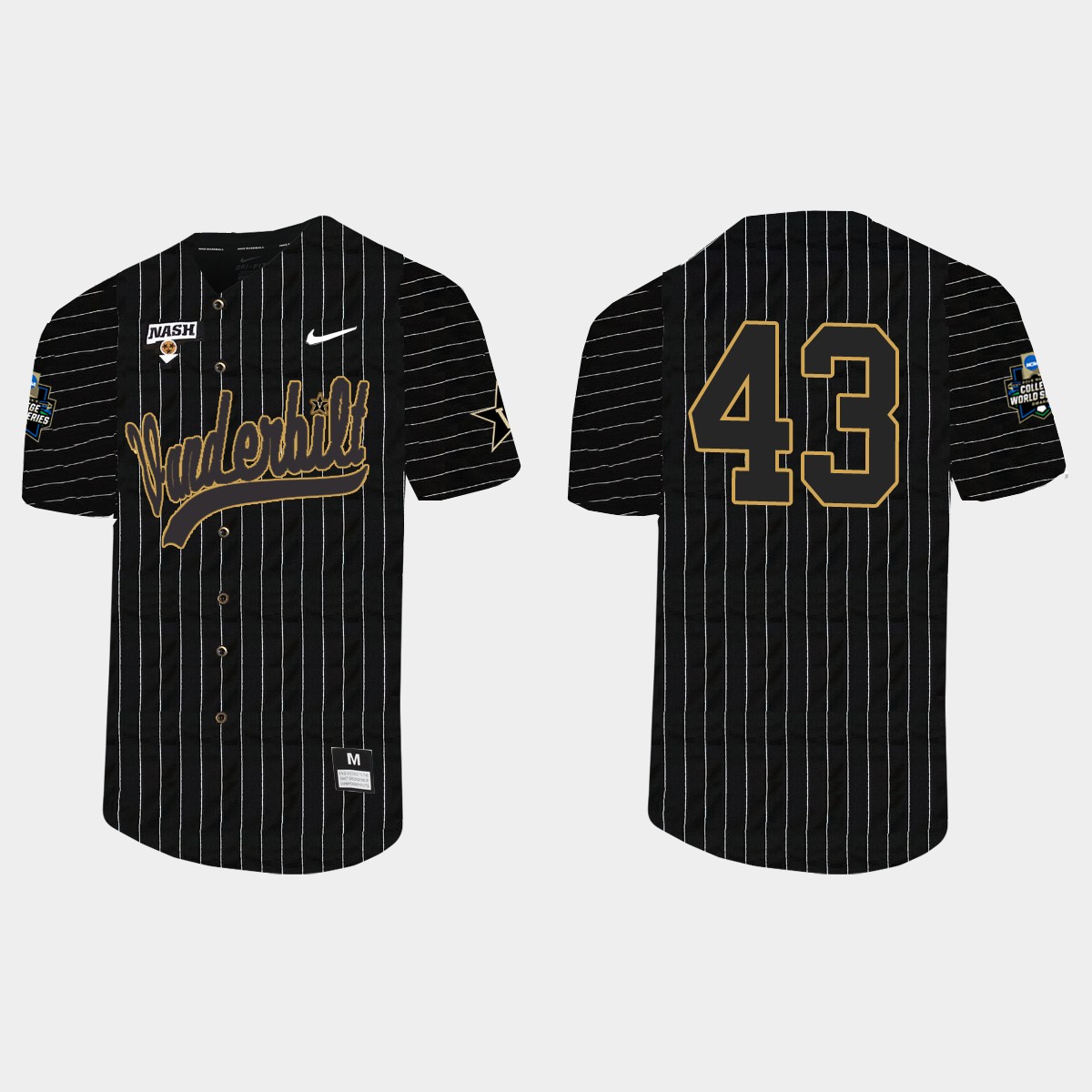 Michael Doolin Vanderbilt Commodores 2021 College World Series Pinstripe  Jersey - Black