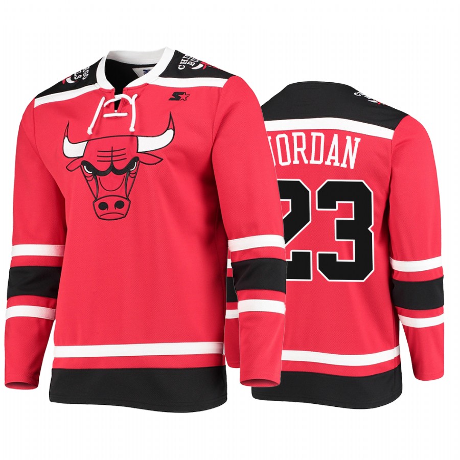 Michael Jordan #23 Chicago Bulls Hockey Fashion Jersey Pointman Red
