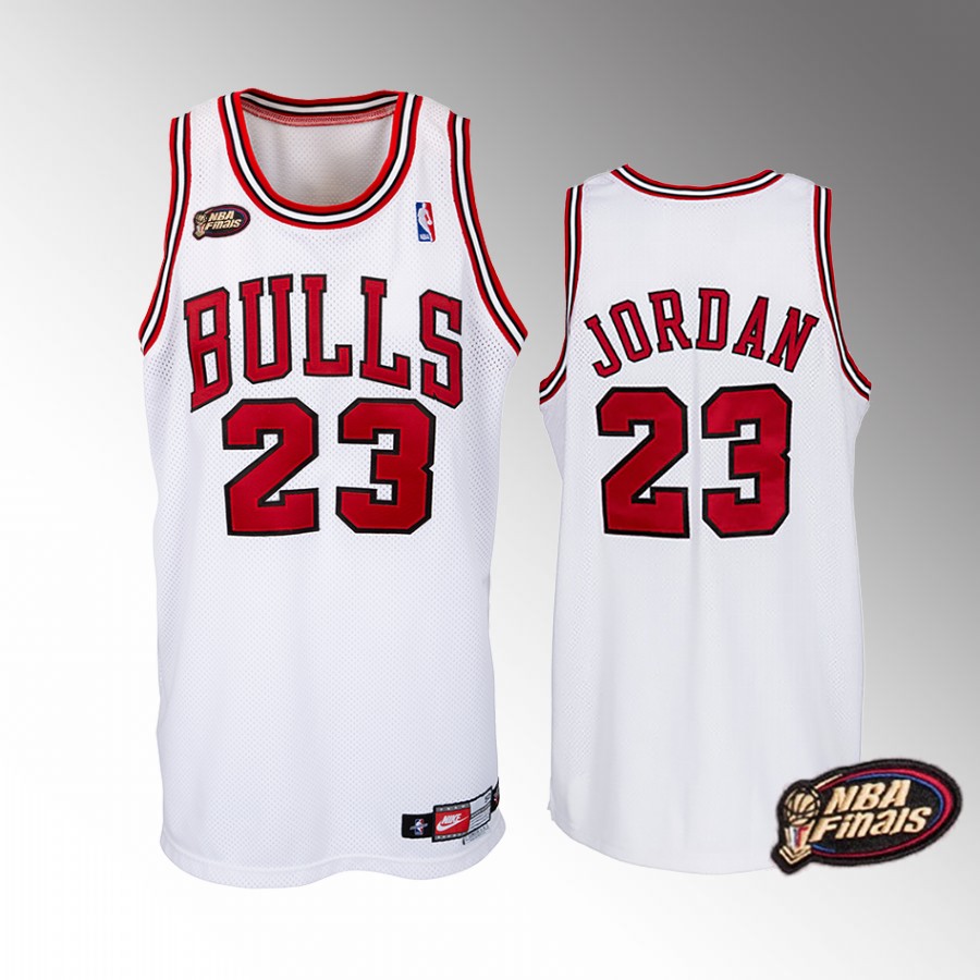 Michael Jordan 1997-98 NBA Finals #23 Chicago Bulls White Hardwood Classics Jersey