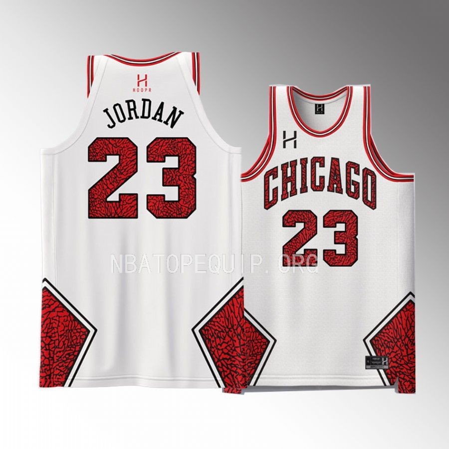 Michael Jordan Chicago Bulls Cream #23 Jersey Elephant Print Fashion Fit