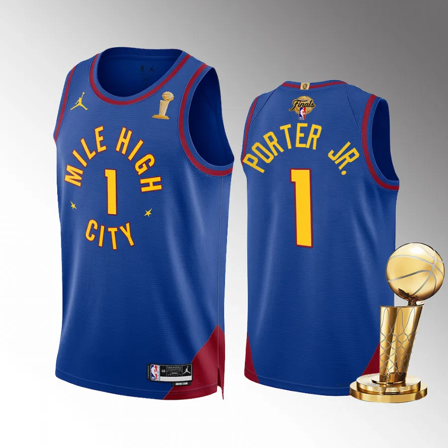 Michael Porter Jr. 2023 NBA Finals Champions Denver Nuggets Blue #1 Jersey Statement